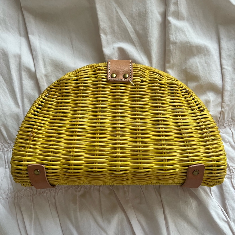 JCrew Purse Clutch Yellow Wicker Material